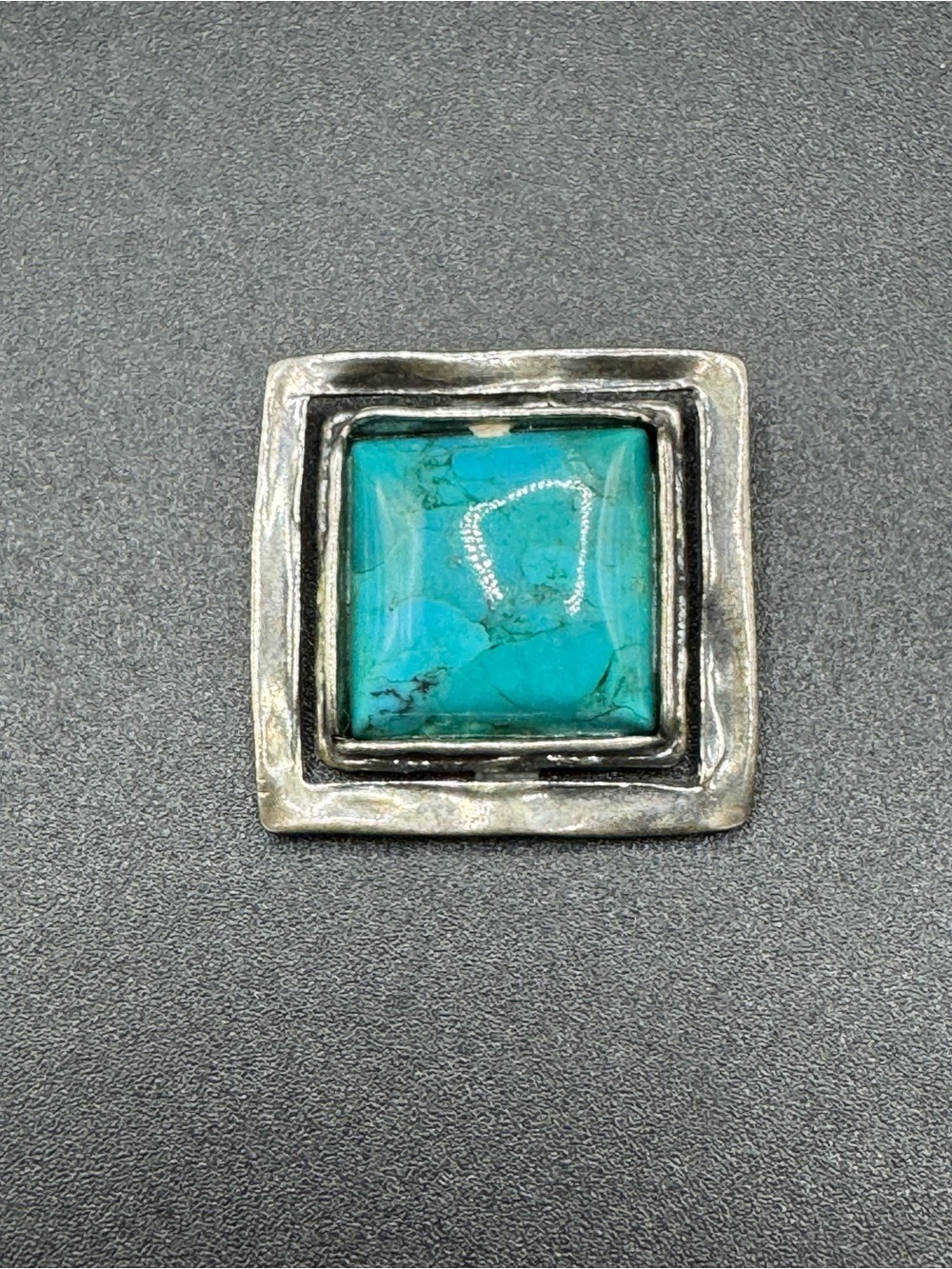 Silpada 925 Sterling Silver Vintage Real Bisbee Turquoise Oxidized Slide Pendant